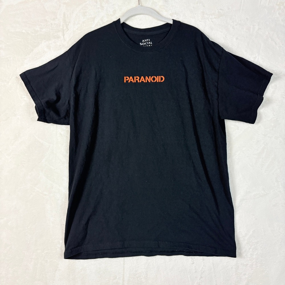 Anti Social Social Club x Undefeated Paranoid T-Shirt Mens Large Black Orange